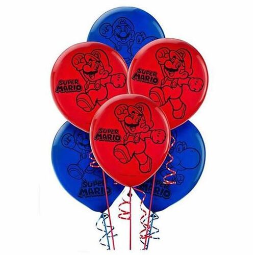 Super Mario Brothers Latex Balloons 30cm 6 Pack