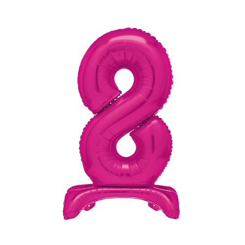 76cm Hot Pink "8" Giant Standing Air Filled Numeral Foil Balloon