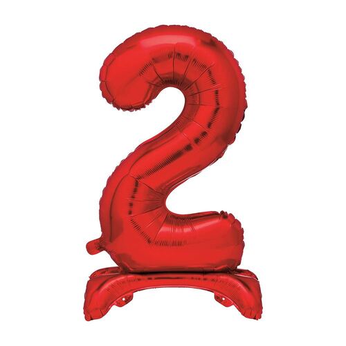 76cm Red "2" Giant Standing Air Filled Numeral Foil Balloon