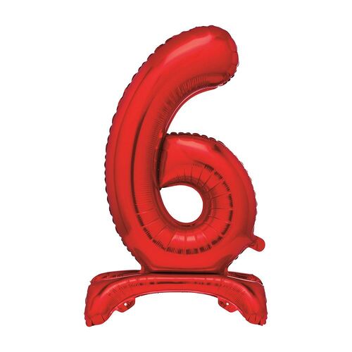 76cm Red "6" Giant Standing Air Filled Numeral Foil Balloon