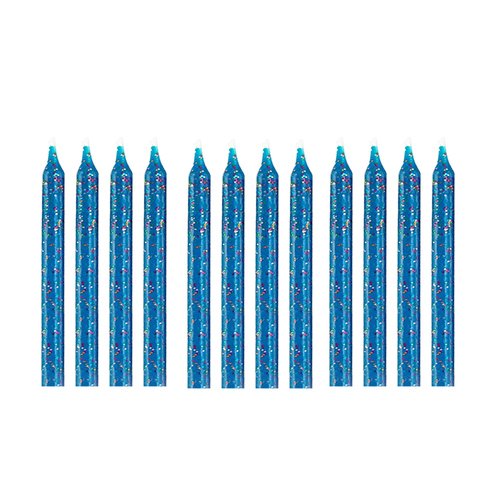 Glitter Candles Blue 12 Pack