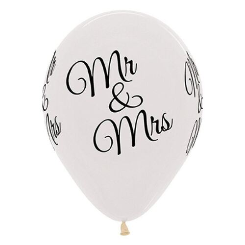 30cm Mr & Mrs Crystal Clear Latex Balloons 6 Pack