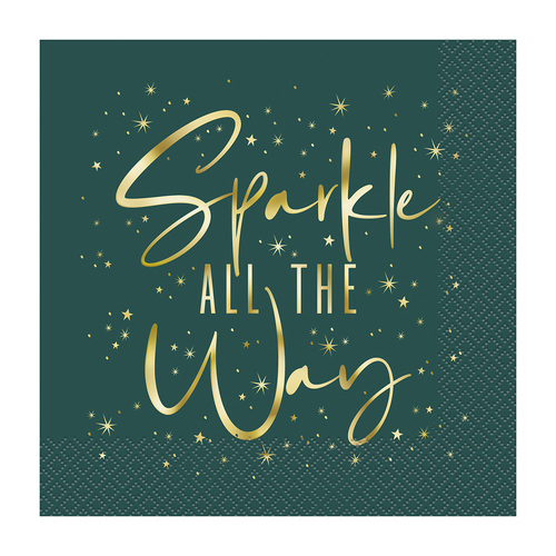 Modern Christmas Foil Stamped Luncheon Napkins "Sparkle All The Way" 20 Pack