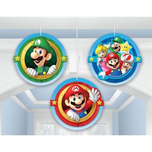 Super Mario Brothers Honeycomb Hanging Decorations (18cm) 3 Pack