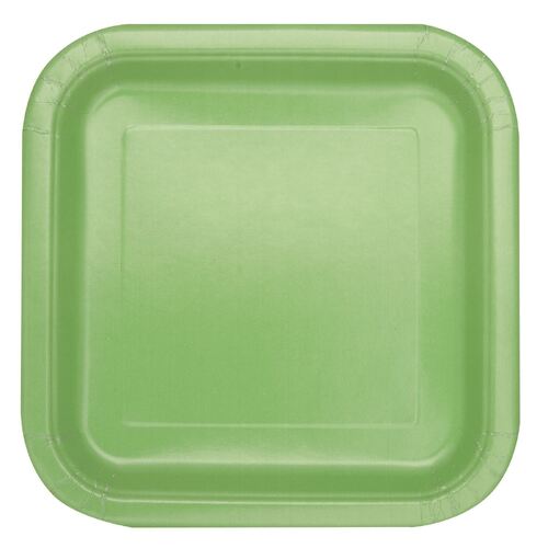 Apple Green Square Paper Plates 22cm 14 Pack