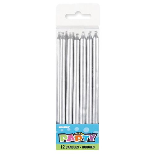 Silver Candles 12 Pack