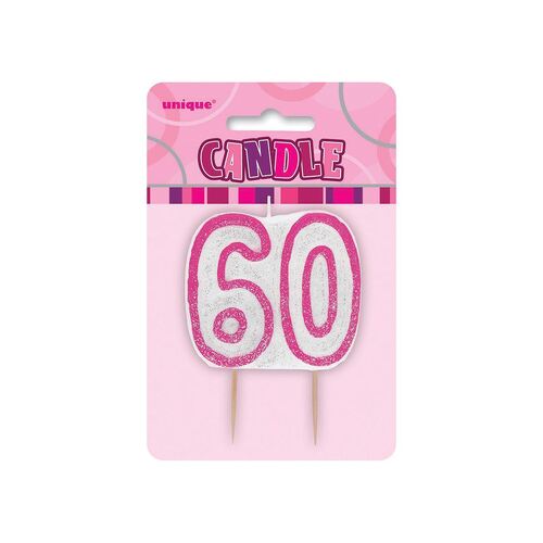 Glitz Pink Number Candle - 60