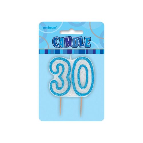 Glitz Blue Number Candle - 30