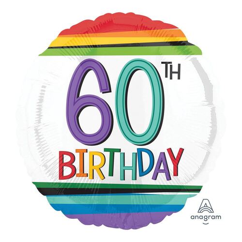 45cm Standard HX Rainbow Birthday 60 Foil Balloon