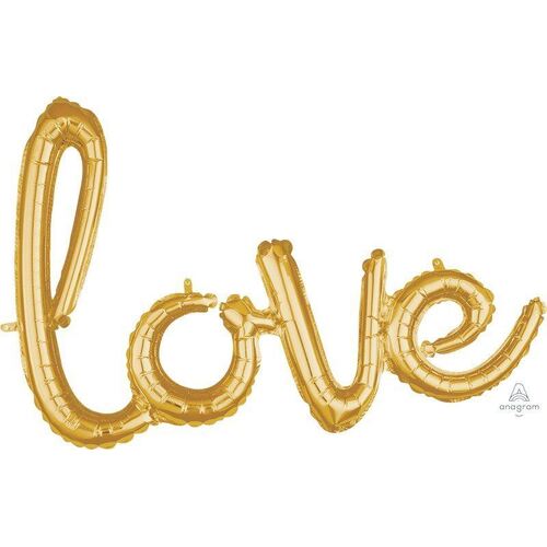  Phrase Script love Gold Foil Balloon