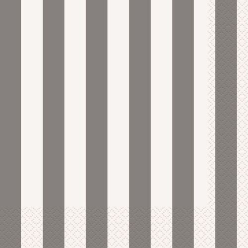 Stripes Silver Luncheon Napkins 2ply 16 Pack