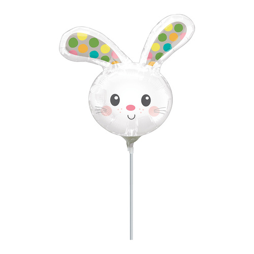 Mini Shape Easter Spotted Bunny Head Foil Balloon