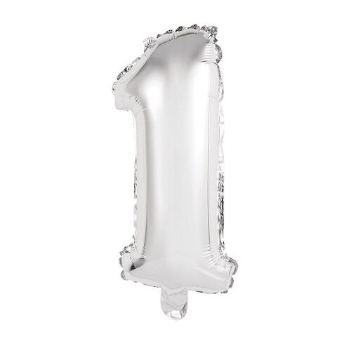 35cm Silver 1 Number Foil Balloon 