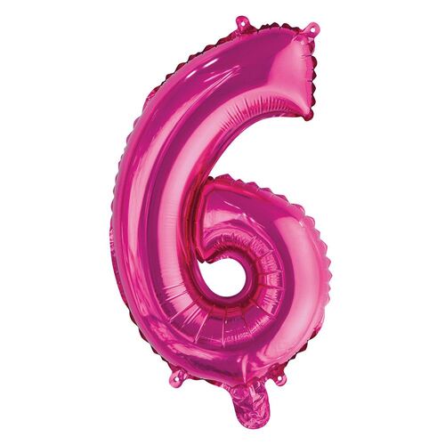 35cmHot Pink 6 Number Foil Balloon 