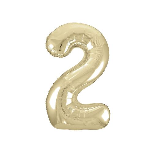 86cm Champagne Gold "2" Number Foil Balloon