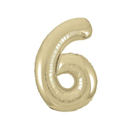 86cm Champagne Gold "6" Number Foil Balloon