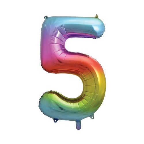 86cm Rainbow 5 Number Foil Balloon