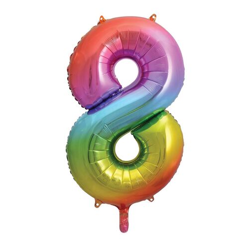 86cm Rainbow 8 Number Foil Balloon