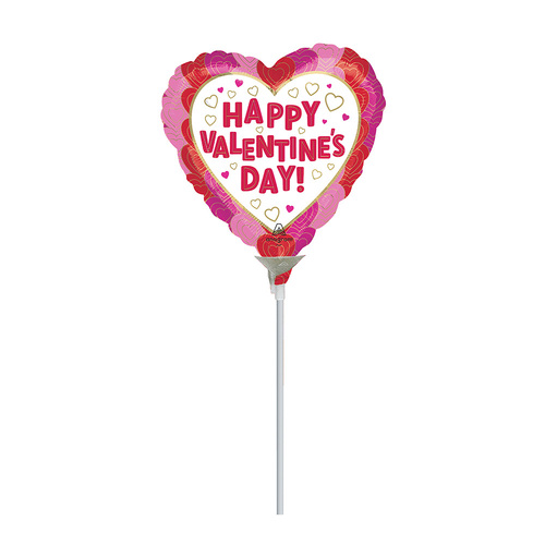 10cm Happy Valentine's Day Wrapped in Hearts Foil Balloon