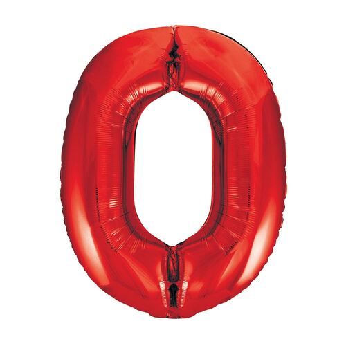 86cm Red 0 Number Foil Balloon