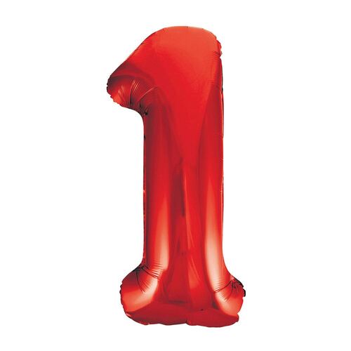 86cm Red 1 Number Foil Balloon