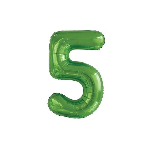 86cm Lime Green 5 Number Foil Balloon