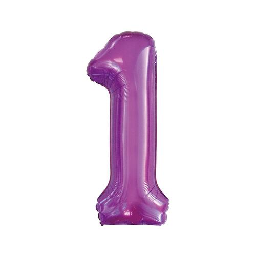 86cm Pretty Purple 1 Number Foil Balloon