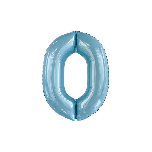 86cm Powder Blue 0 Number Foil Balloon