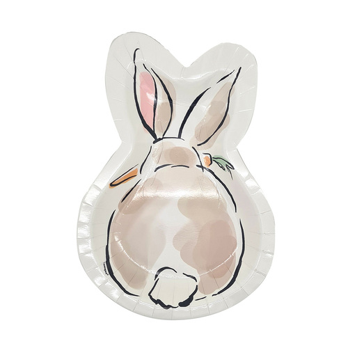 Dainty Easter Bunny Shaped Paper Plates 21cm 8 Pack