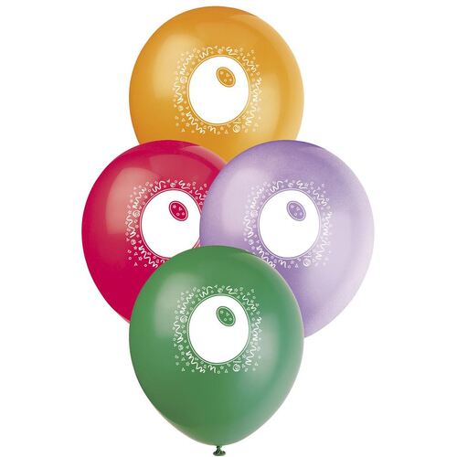 30cm No 0 - Assorted Colours Printed Balloons 6 Pack