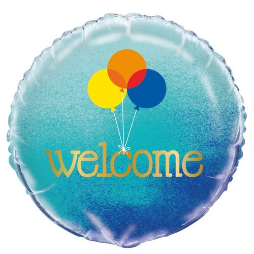 Blue Ombre Welcome 45cm (18) Foil Balloon Packaged