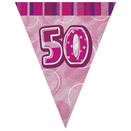 Glitz Pink Flag Banner - 50