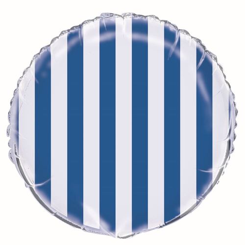 stripes Royal Blue 45cm  Foil Balloons - Packaged