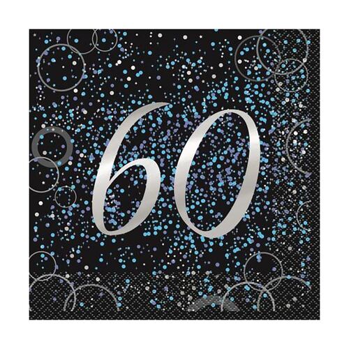 Glitz Blue Foil Stamped 60 Luncheon Napkins 2ply 16 Pack