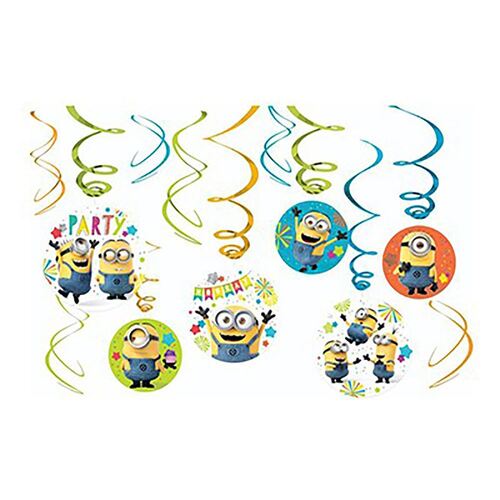 Despicable Me Minion Made Hanging Swirls Decorations 12 Pack