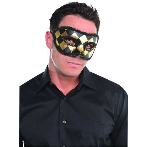Harlequin Black & Gold Mask
