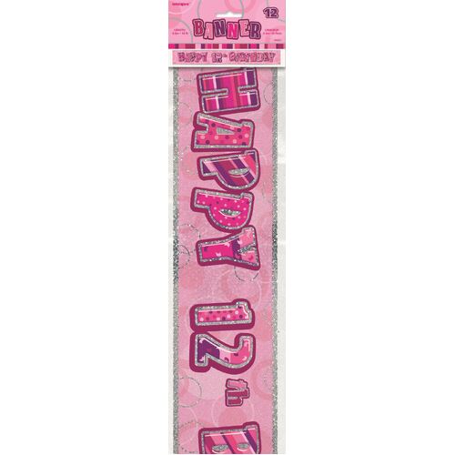 Glitz Pink 12 Foil Banner 12ft