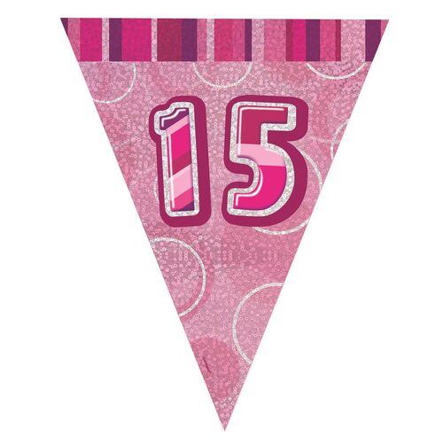 Glitz Pink Flag Banner - 15