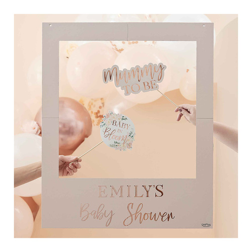 Baby In Bloom Photobooth Frame Customisable Floral Foiled With Stickers