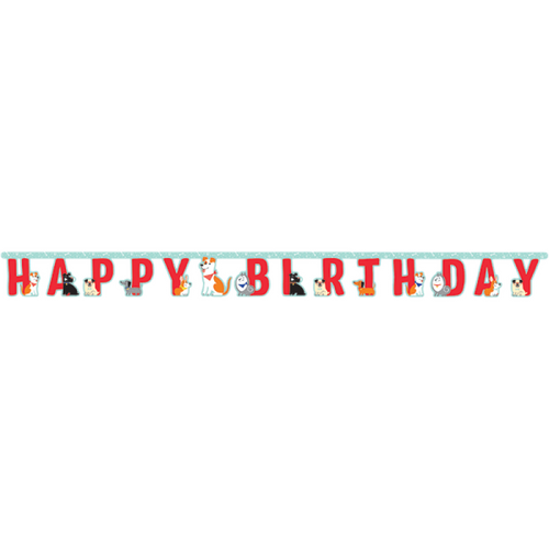 Dog Party Happy Birthday Jointed Banner 18cm x 220cm
