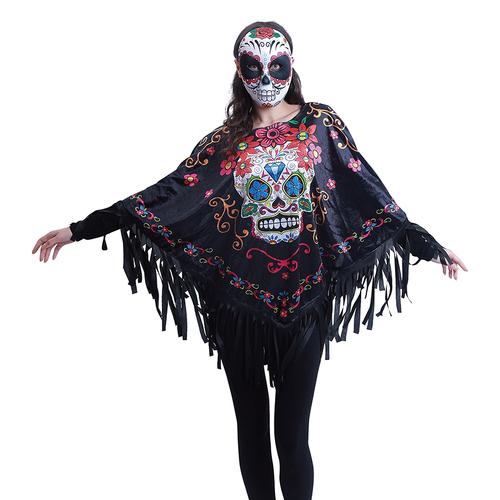 Day Of The Dead Poncho (One Size)
