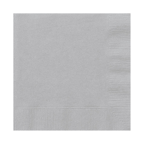 Silver Lunch Napkins 33cm x 33cm 50 Pack