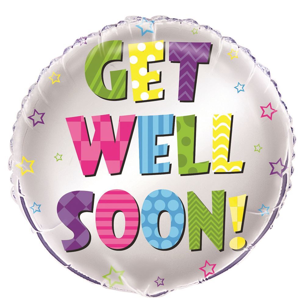 Bright Get Well Soon 45cm (18) Foil Balloon Packaged - Unique