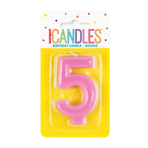 Number 5 Candle Pastel Pink