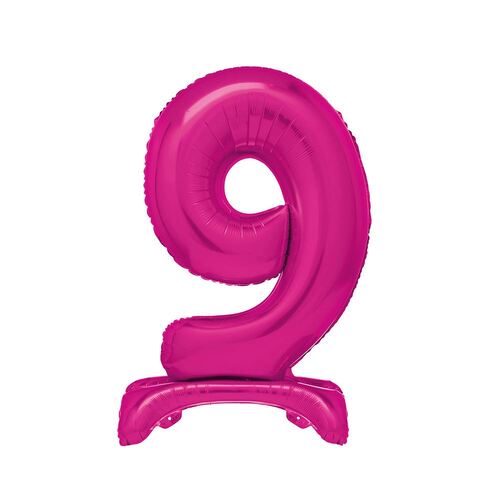 76cm Hot Pink "9" Giant Standing Air Filled Numeral Foil Balloon