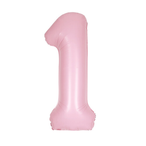 Matte Lovely Pink "1" Numeral Foil Balloon 86cm