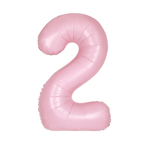 Matte Lovely Pink "2" Numeral Foil Balloon 86cm