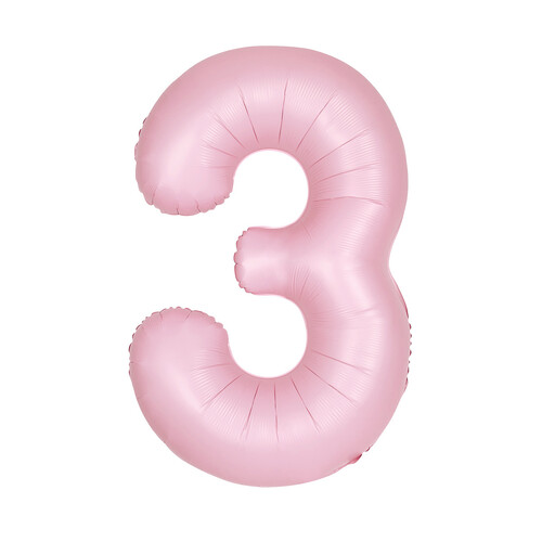 Matte Lovely Pink "3" Numeral Foil Balloon 86cm