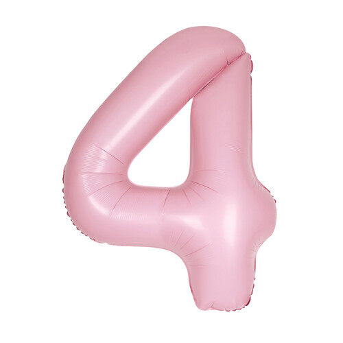 Matte Lovely Pink "4" Numeral Foil Balloon 86cm