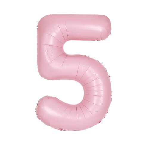 Matte Lovely Pink "5" Numeral Foil Balloon 86cm